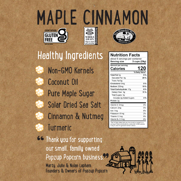 Popzup Maple Cinnamon Healthy For You Popcorn