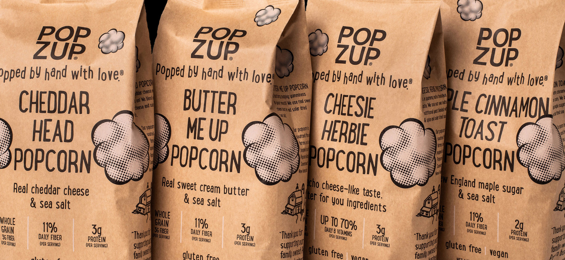 Popzup Popcorn 5 oz ready to eat bags