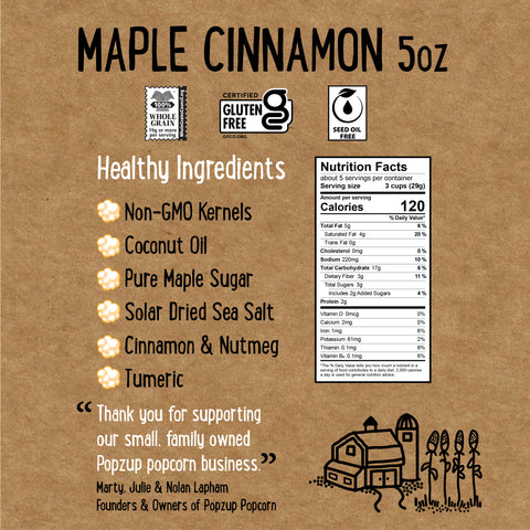 5 oz Maple Cinnamon Toast bag nutritional info