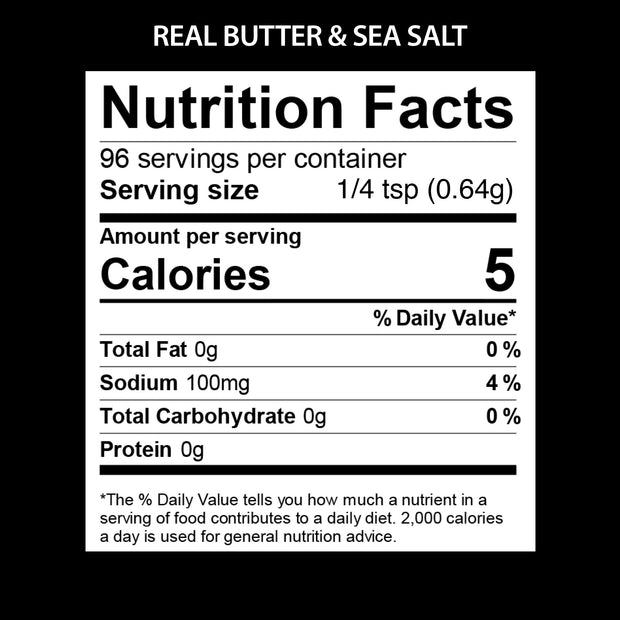 REAL BUTTER & SEA SALT NUTRITIONAL FACTS