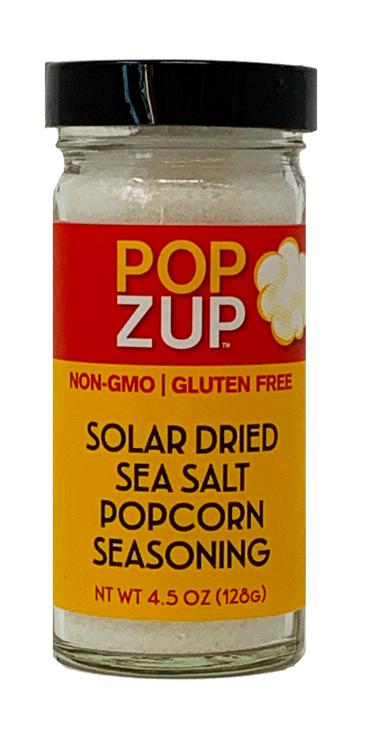 Front of one Popzup Solar Dried Sea Salt seasoning